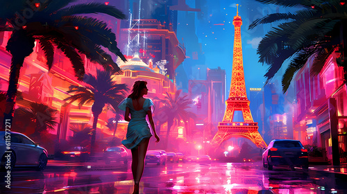 Illustration of a beautiful view of Las Vegas, USA