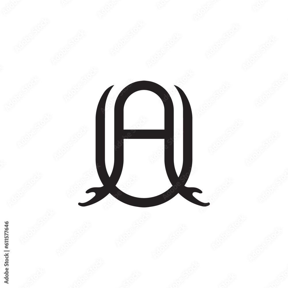 initial letter AU round outline logo vector initial letter AU round outline logo vector