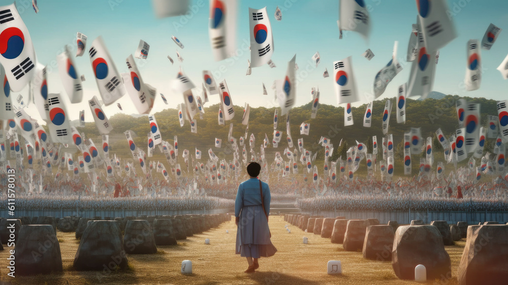 Obraz premium National Liberation Day of Korea. Generative AI