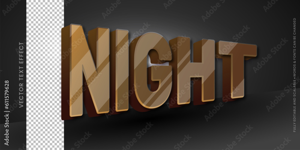 Night text editable 3d style text tittle