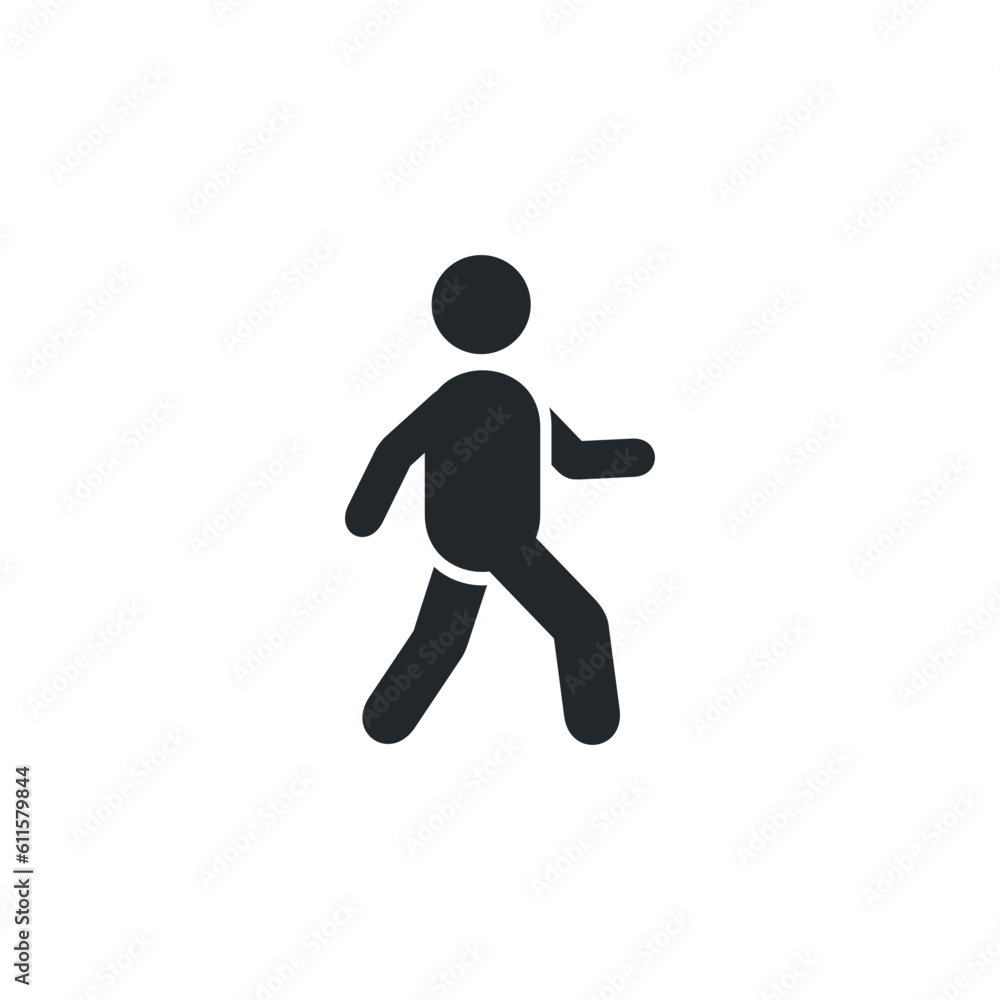 flat vector image isolated on white background, walking man icon, road sign