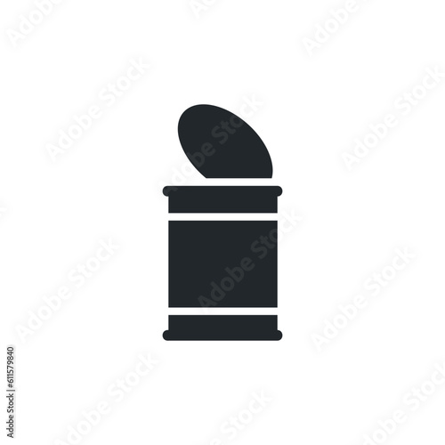 flat vector image isolated on white background, open tin can icon in black color