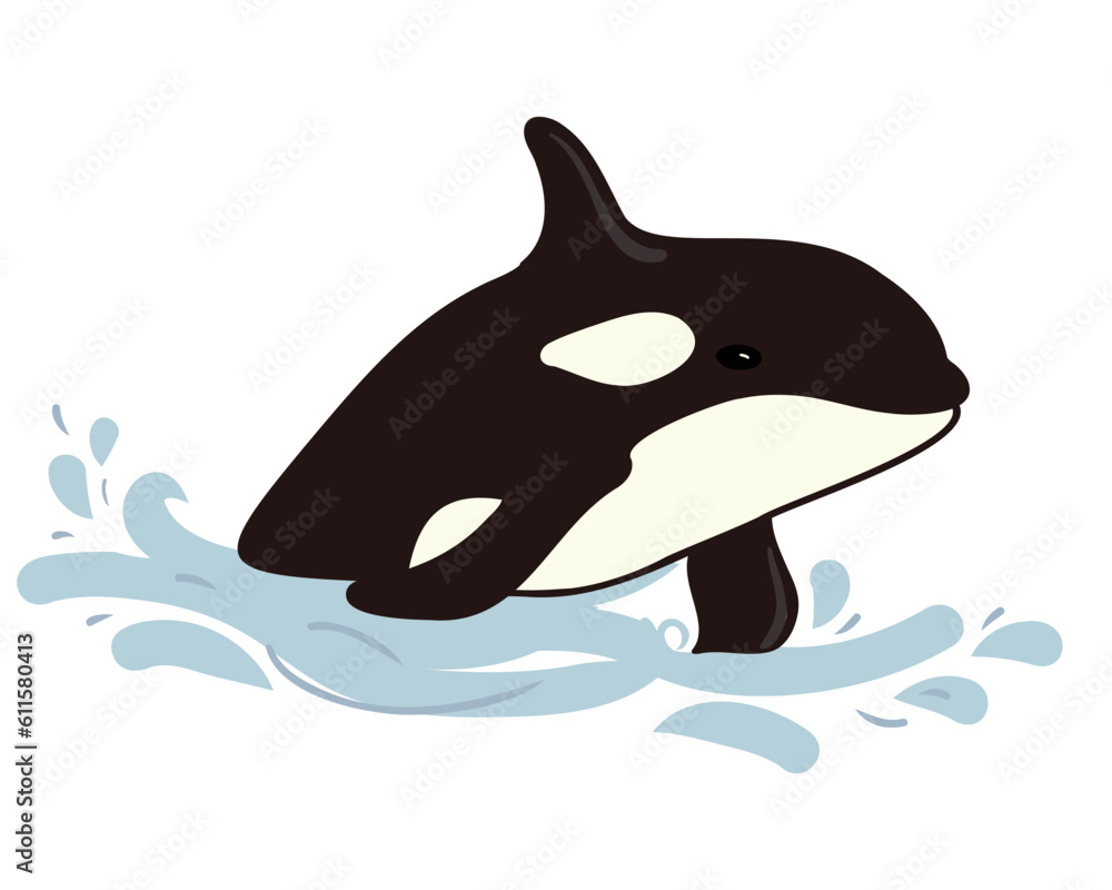 Obraz premium cartoon killer whale or orca, vector illustration