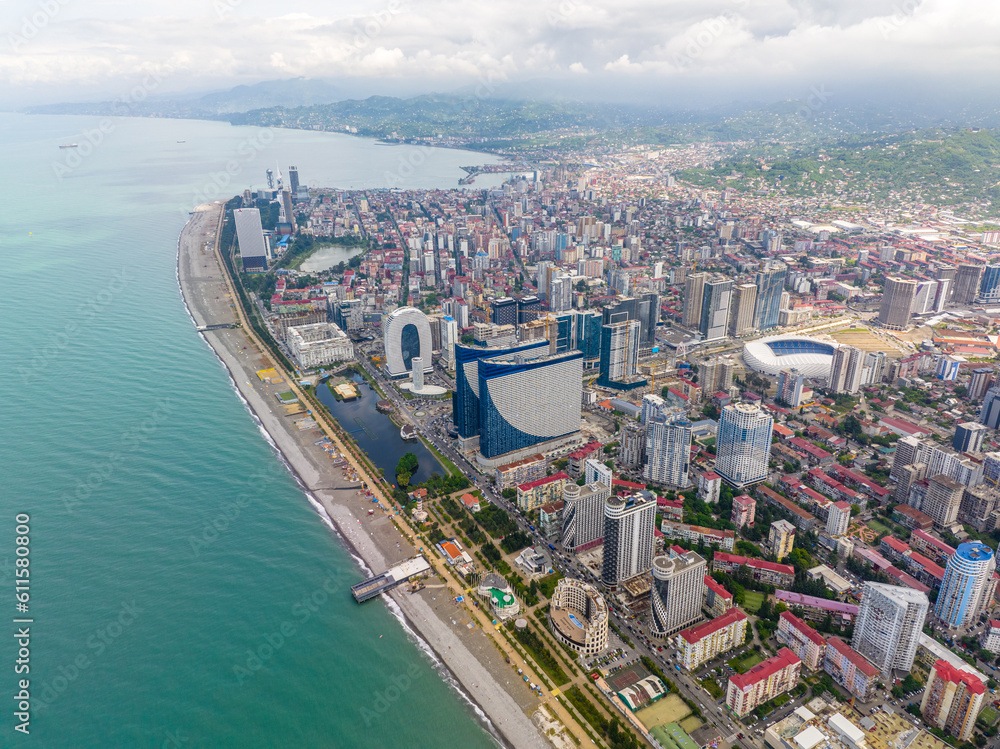 Aerial view of new Batumi Boulevard. Georgia 2023 summer