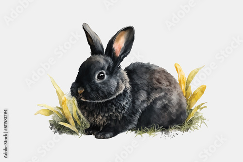 watercolor rabbit in a grass