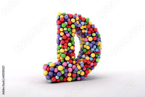 Wallpaper Mural illustration of letter D made from small bright pills on white background, Generative AI Torontodigital.ca