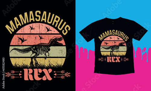 Dinosaur with surfboard cartoon tshirt design concept.