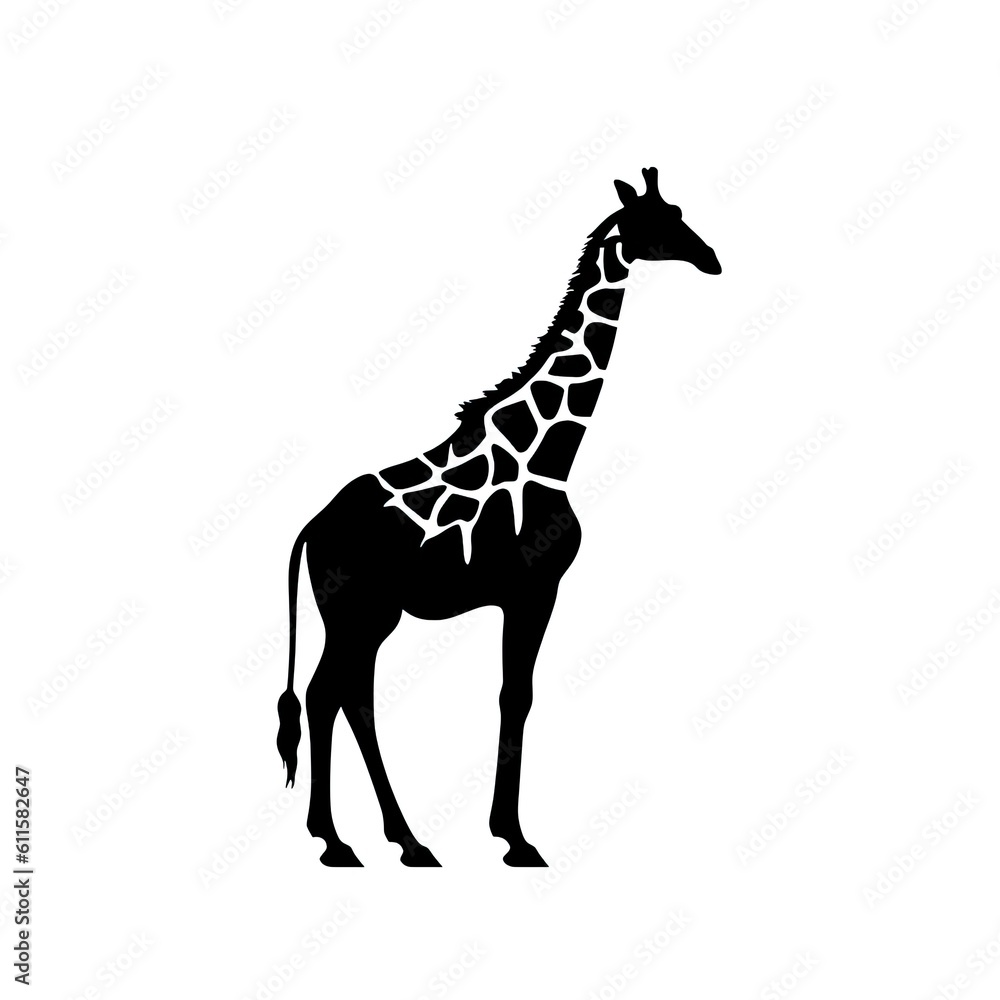 black giraffe silhouette on white background - created using generative AI tools black giraffe silhouette on white background - created using generative AI tools
