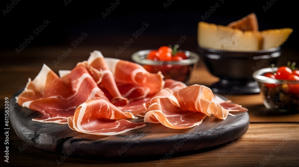 Spanish serrano ham. AI generated. Spanish serrano ham. AI generated.