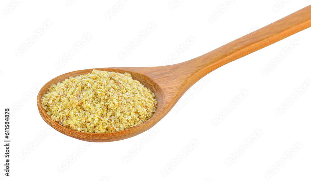 Wheat germ in wood spoon on transparent png Wheat germ in wood spoon on transparent png
