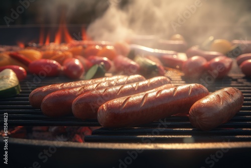 Grilled sausages food. Generate Ai