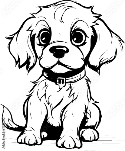 The vector of a dog Black and white color.