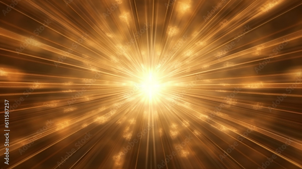 Yellow glowing light burst on a transparent background