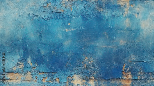 Old concrete wall with grainy texture in blue