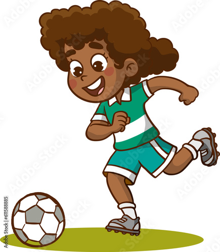 girl playing soccer vector 