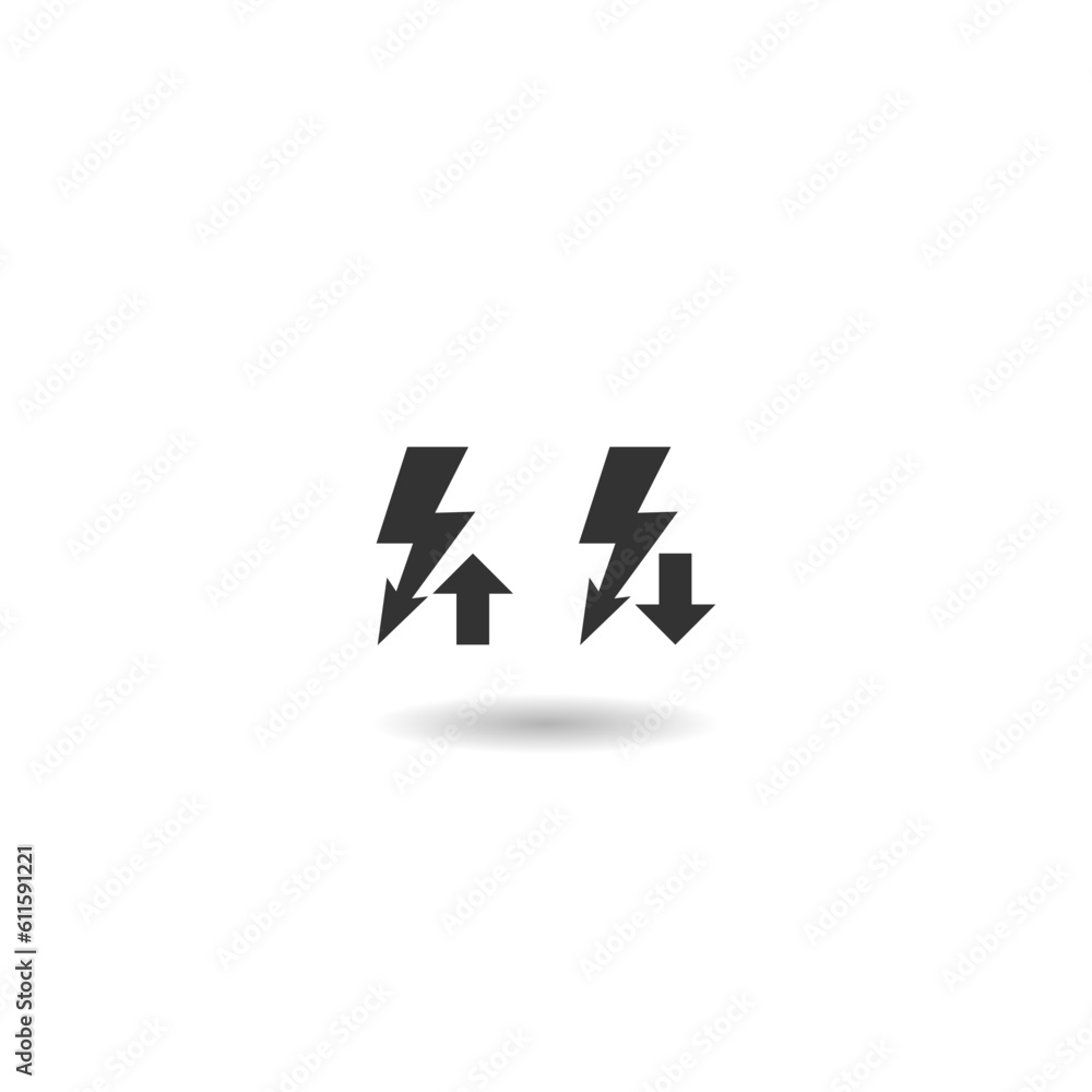 Energy reduction rising or falling icon with shadow Energy reduction rising or falling icon with shadow