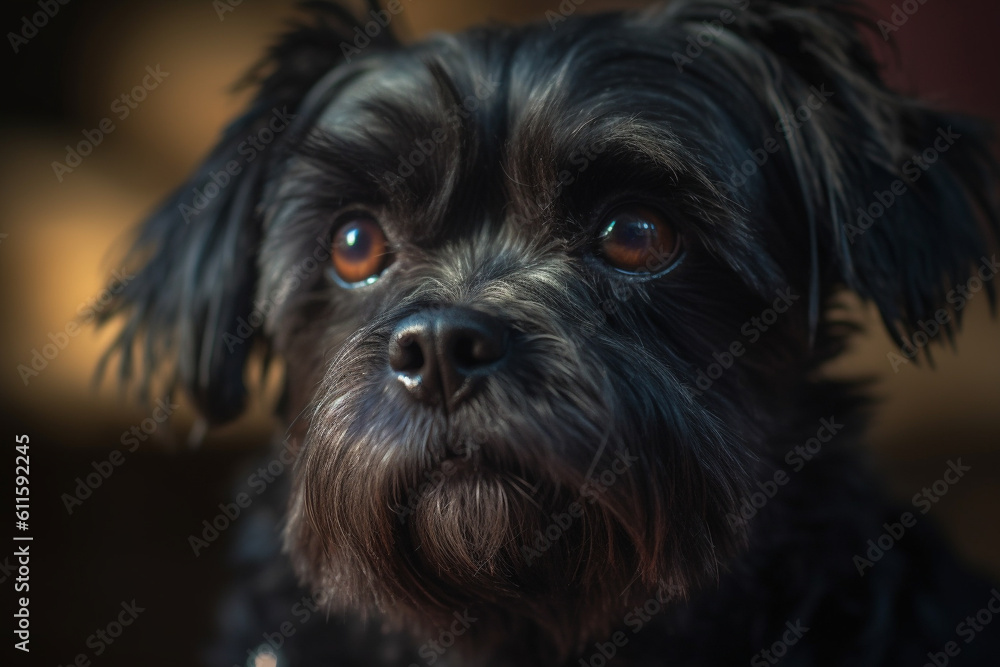 Portrait of a dog of the Affenpinscher breed close-up, generative ai