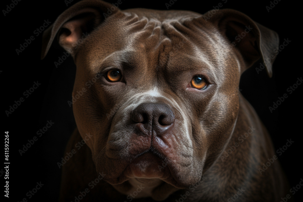 Portrait of a dog of the American Bully breed close-up, generative ai