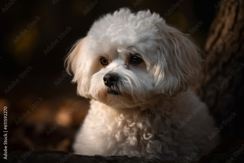 Portrait of a dog of the Bichon Frise breed close-up, generative ai Portrait of a dog of the Bichon Frise breed close-up, generative ai