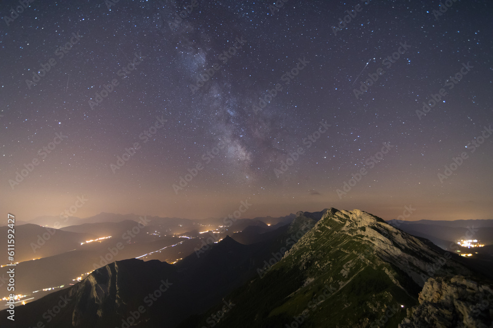 Milky Way over mountains in the vercors mountain range