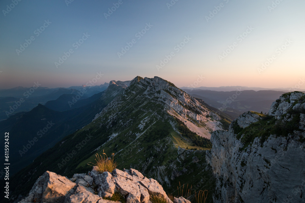 Obraz premium Sunset on the Vercors mountain range in summer