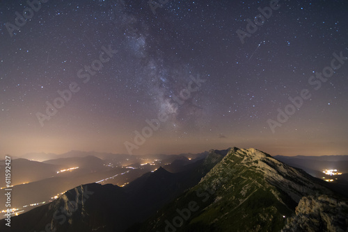 Milky Way over mountains in the vercors mountain range