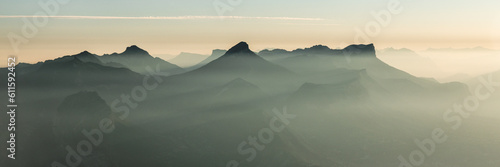 Chartreuse mountain range in the mist at sunrise