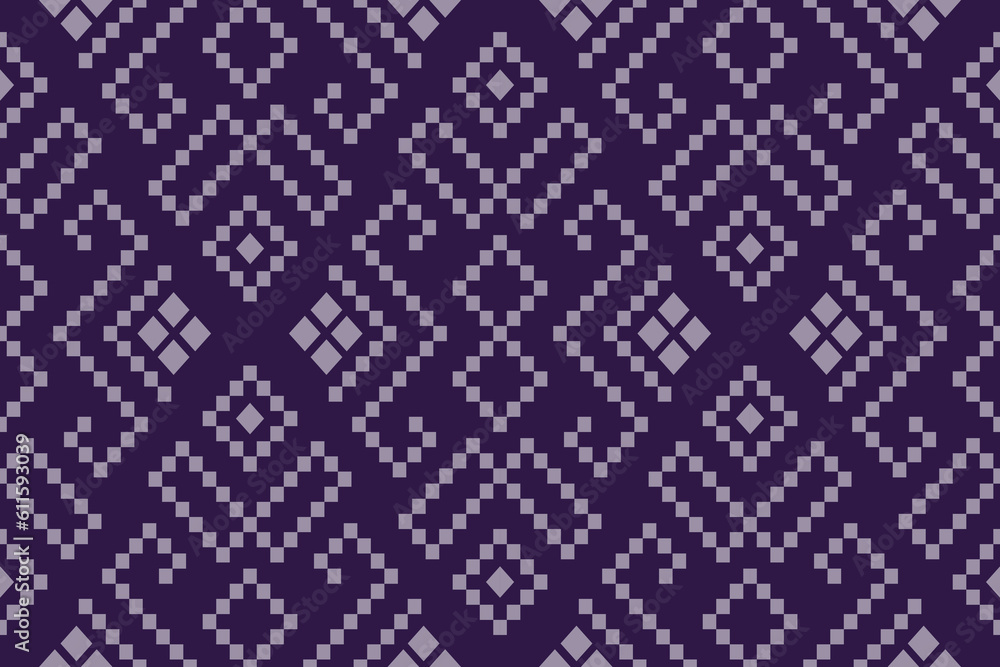 Purple cross stitch traditional ethnic pattern paisley flower Ikat background abstract Aztec African Indonesian Indian seamless pattern for fabric print cloth dress carpet curtains and sarong Purple cross stitch traditional ethnic pattern paisley flower Ikat background abstract Aztec African Indonesian Indian seamless pattern for fabric print cloth dress carpet curtains and sarong