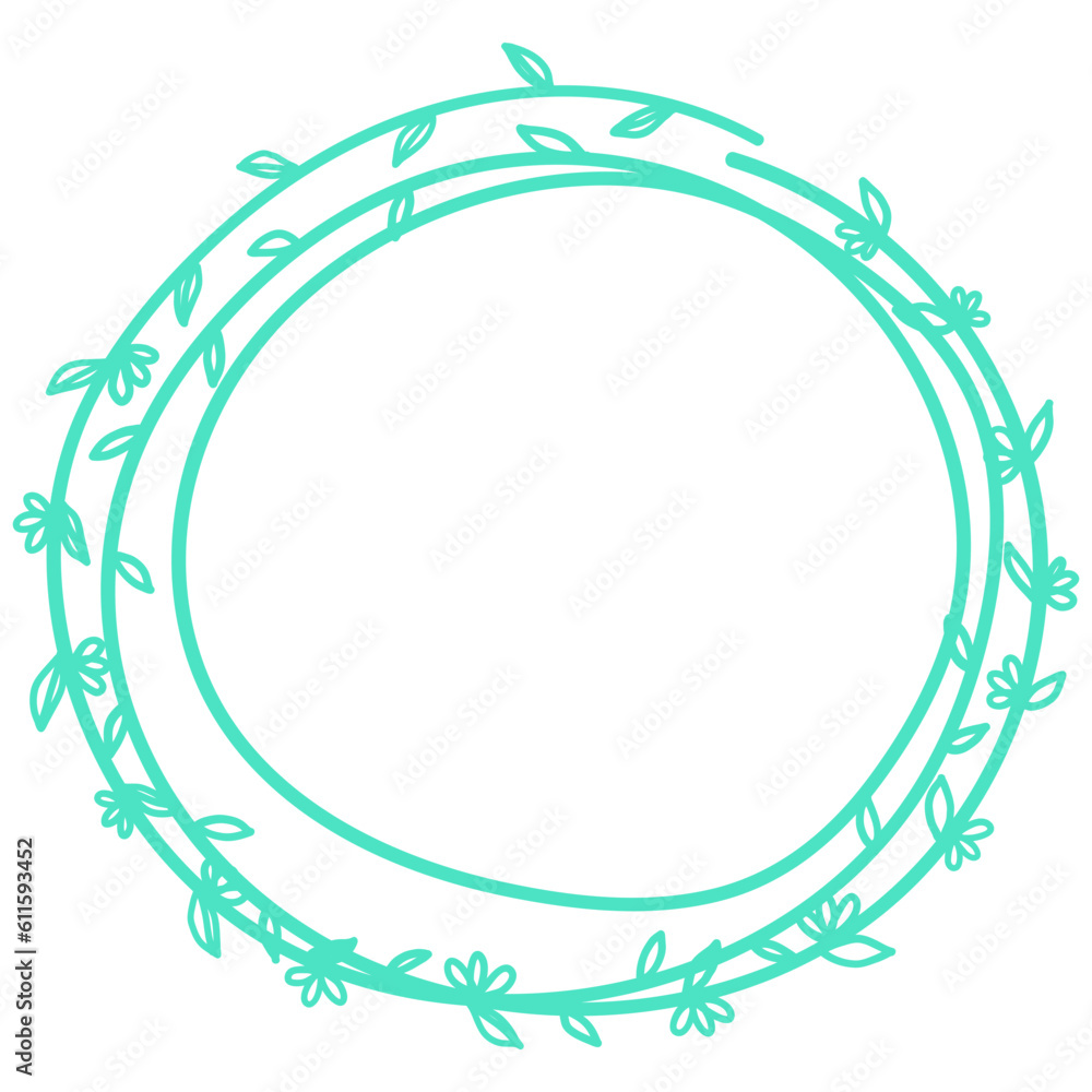 Pastel Hand Drawn Flower Circle Frame Pastel Hand Drawn Flower Circle Frame