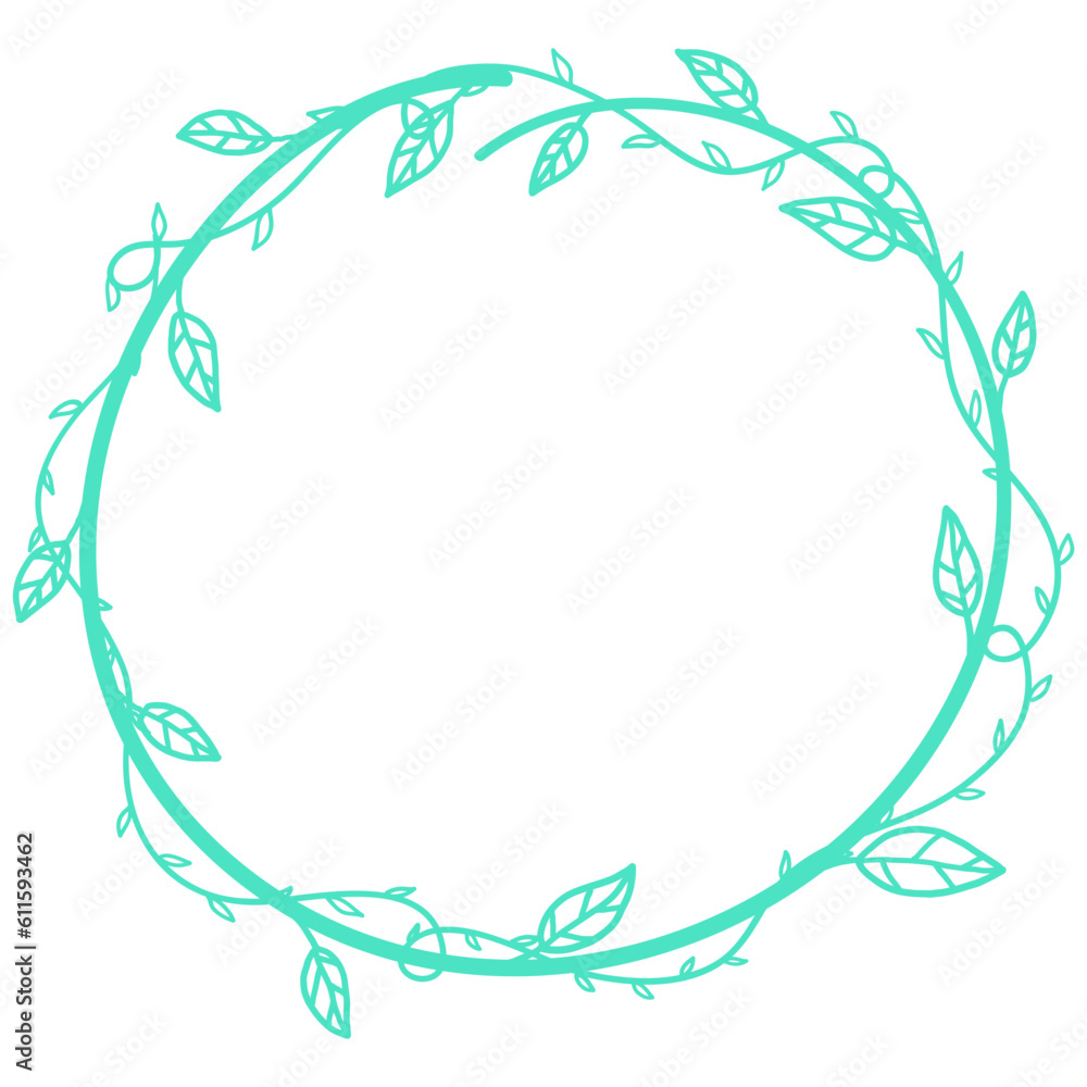 Pastel Hand Drawn Flower Circle Frame