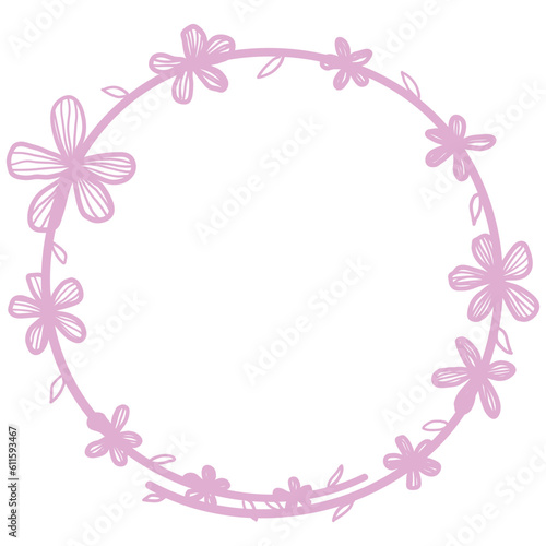 Pastel Hand Drawn Flower Circle Frame