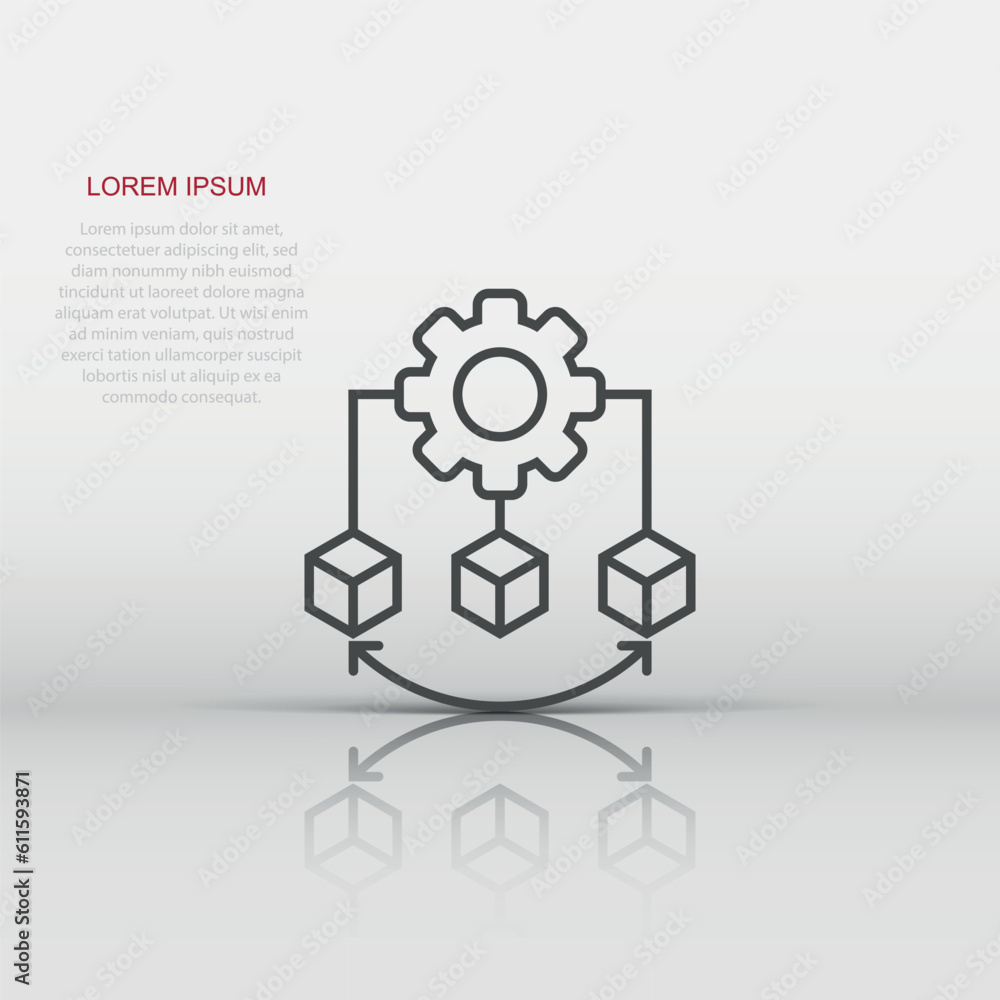 Api technology icon in flat style. Algorithm vector illustration on white isolated background. Gear with arrow business concept. Api technology icon in flat style. Algorithm vector illustration on white isolated background. Gear with arrow business concept.