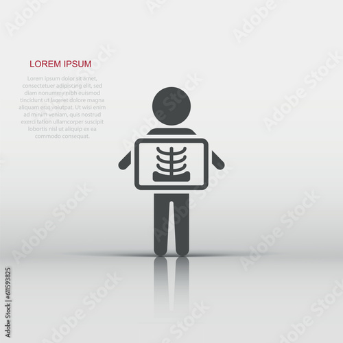 X-ray icon in flat style. Radiology vector illustration on white isolated background. Medical scan business concept.
