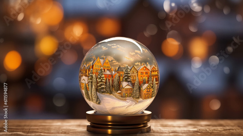 Christmas ball with houses inside