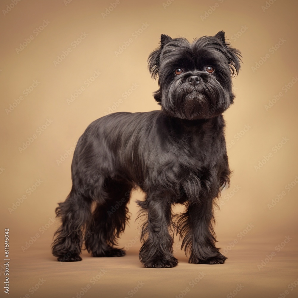Affenpinscher in full length, photography, studio photo. AI generated.