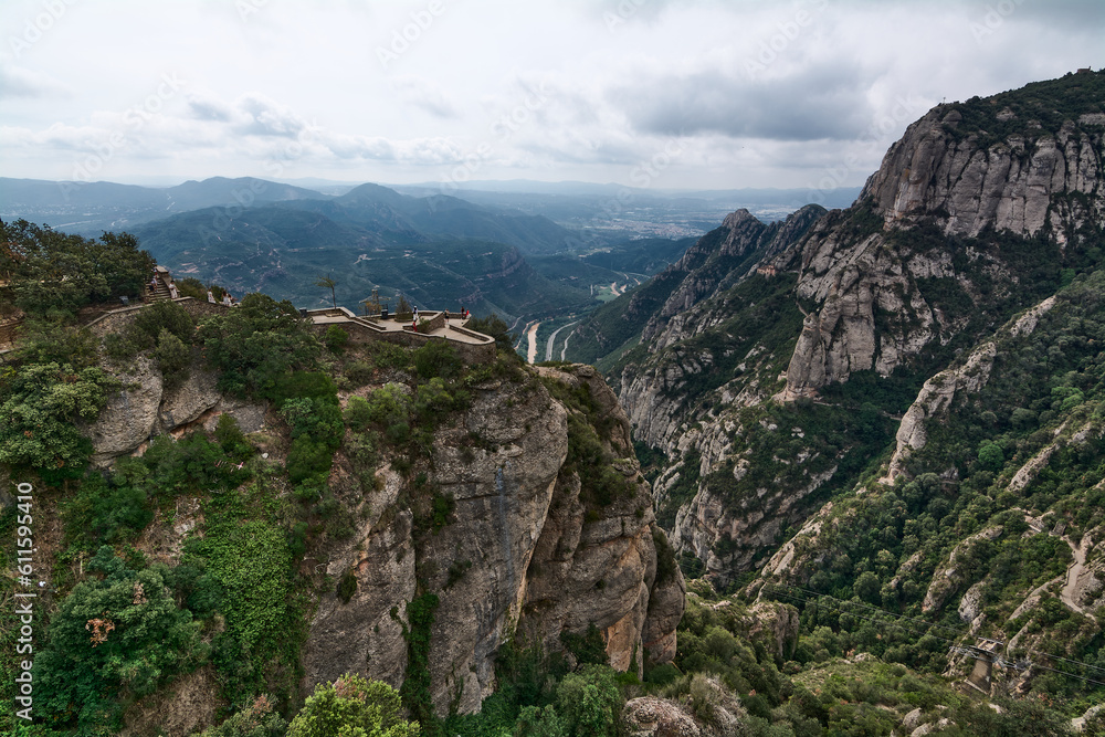Partial view of the mountains from the abbey of Santa Maria de Montserrat in Monistrol.