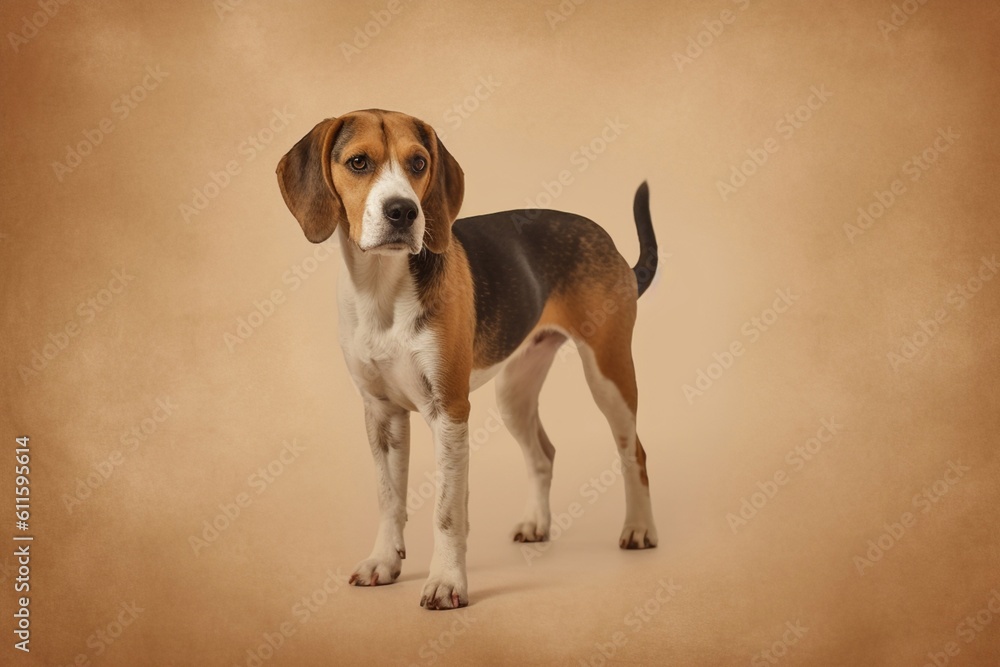 Beagle in full length, photography, studio photo. AI generated.