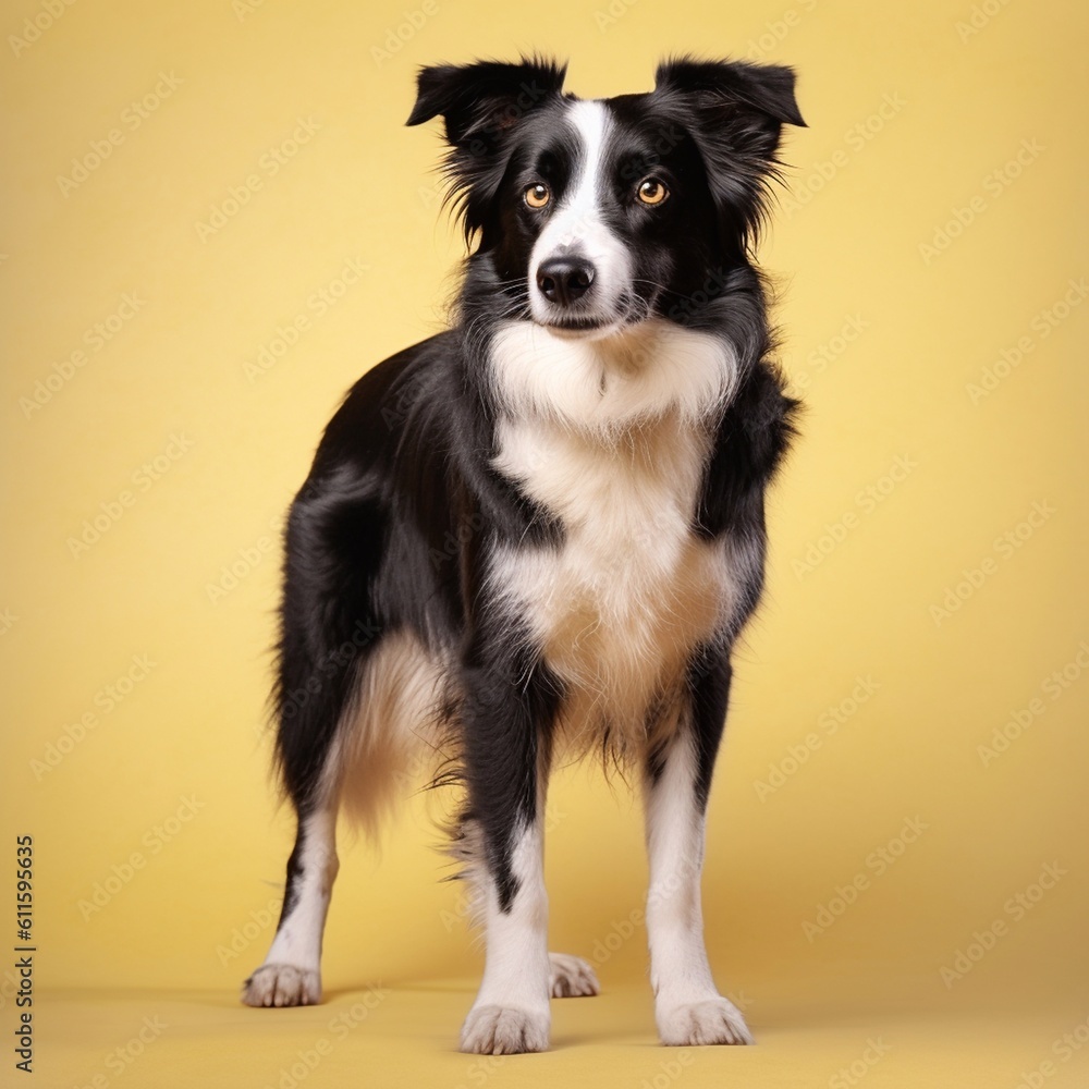 Border collie in full length, photography, studio photo. AI generated.