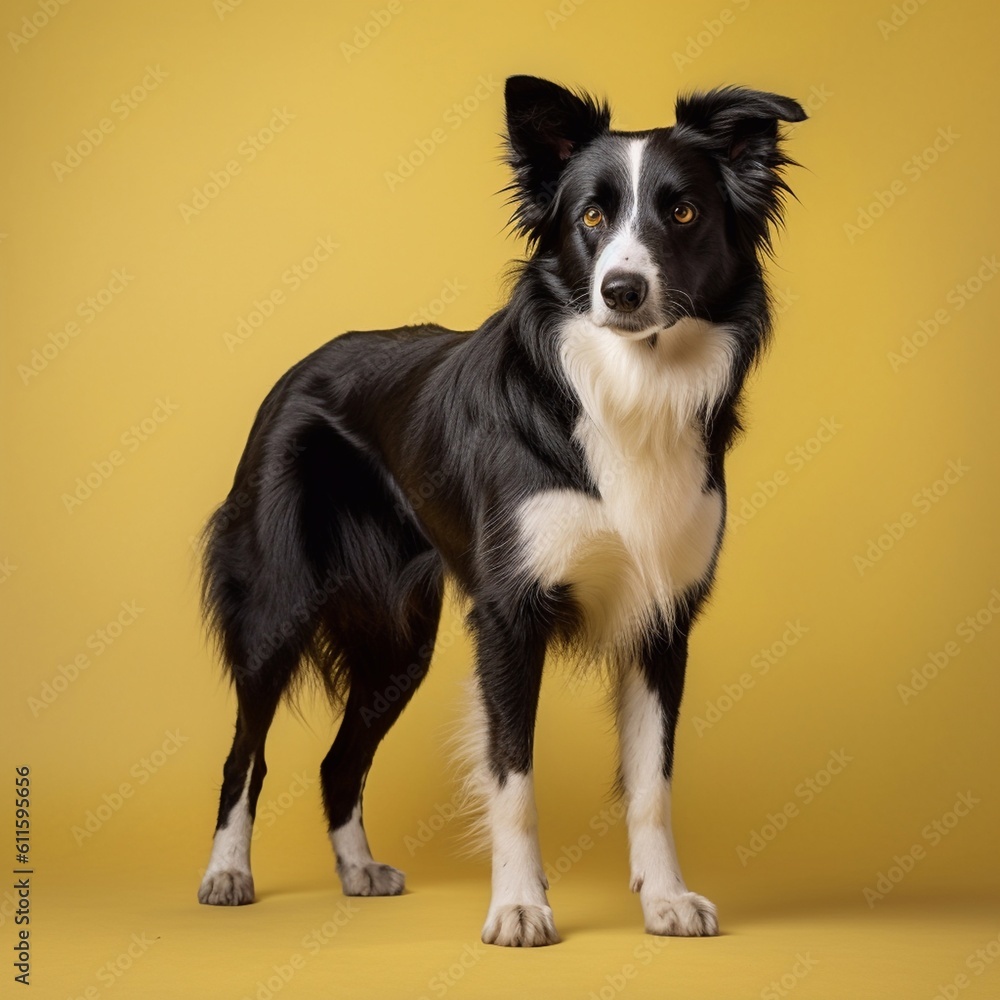 Border collie in full length, photography, studio photo. AI generated.