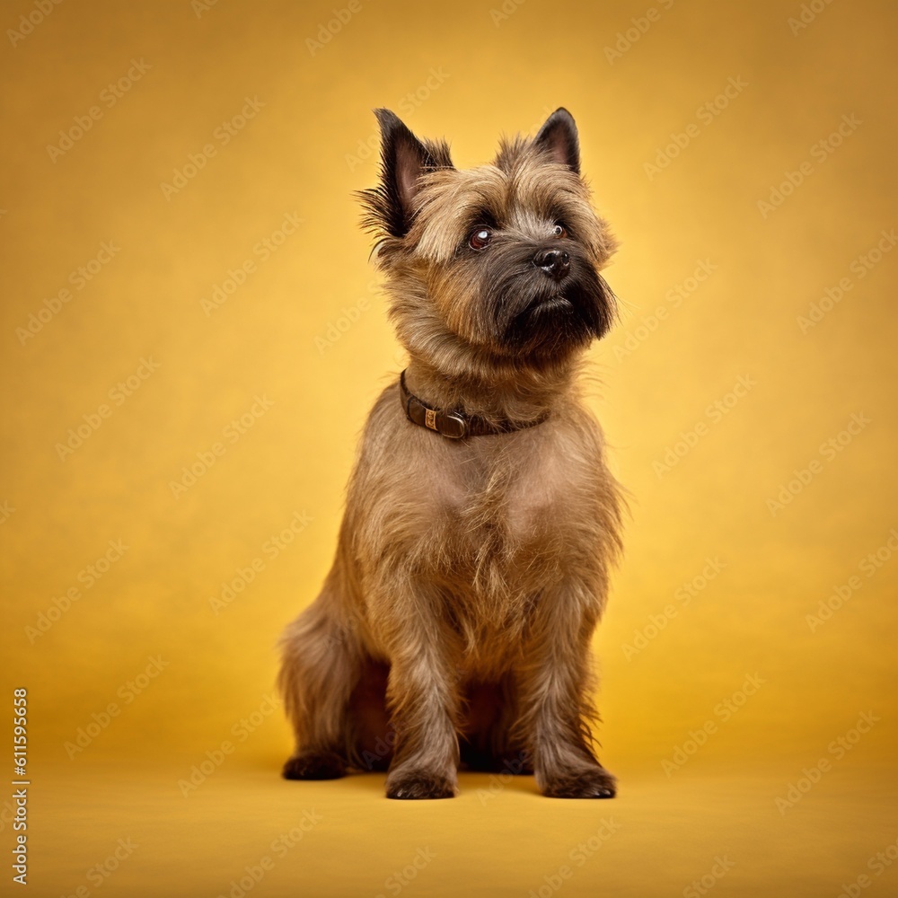 Cairn terrier in full length, photography, studio photo. AI generated.