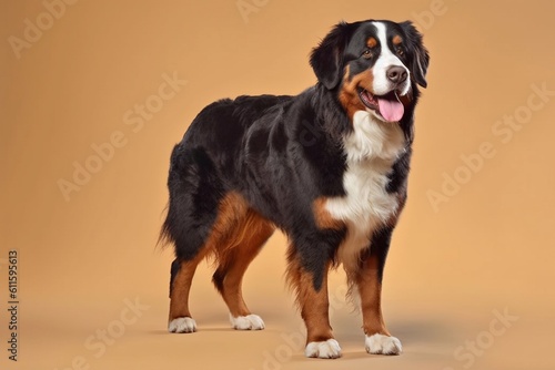 Bernese Mountain Dog in full length, photography, studio photo. AI generated.