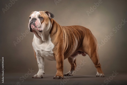 Bulldog in full length, photography, studio photo. AI generated.