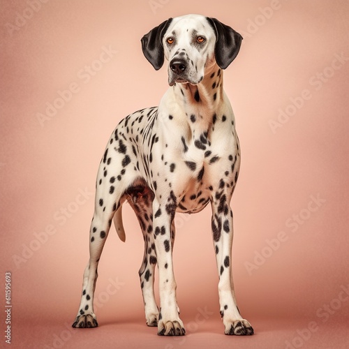 dalmatian in full length, photography, studio photo. AI generated. © baobabay