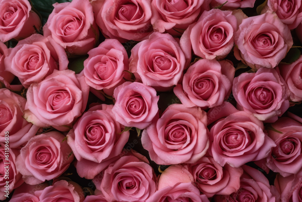 Allover texture of pink roses. Beautiful background of flower heads. Allover texture of pink roses. Beautiful background of flower heads.