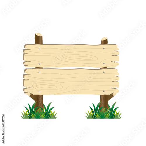 wooden signboard illustration with grass