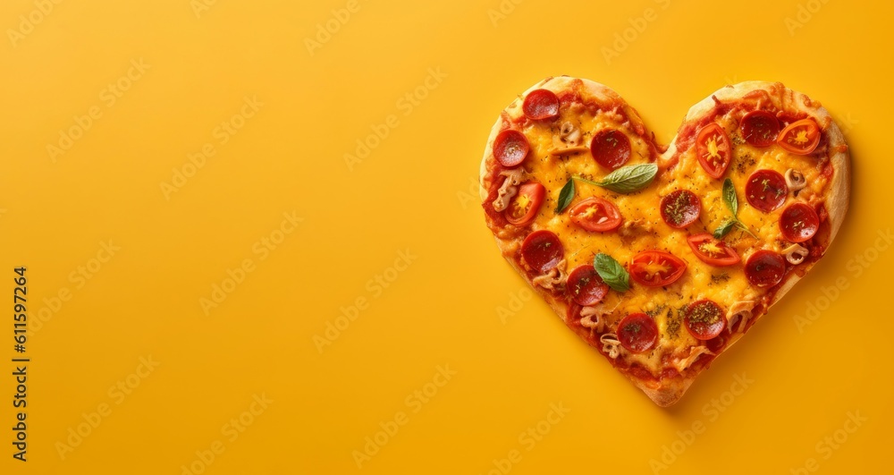 Heart shaped pizza banner. Generate Ai Heart shaped pizza banner. Generate Ai