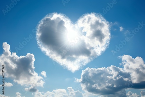 Heart shaped cloud space. Generate Ai