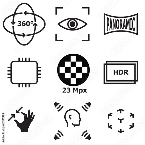 VR and AR icons set
