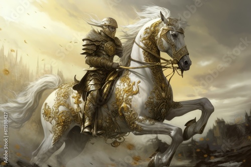 Horse knight battlefield. Generate Ai