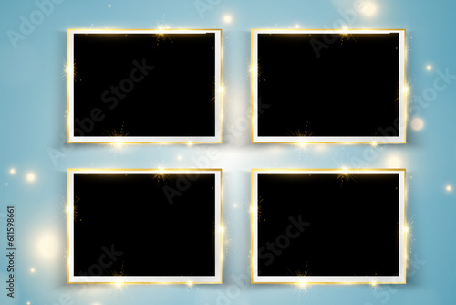 Vector illustration of a gold frame on a background.	

